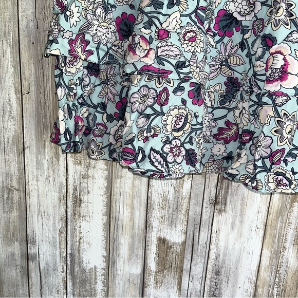 Loft Light Blue Layered Floral Skirt - Picture 3 of 4